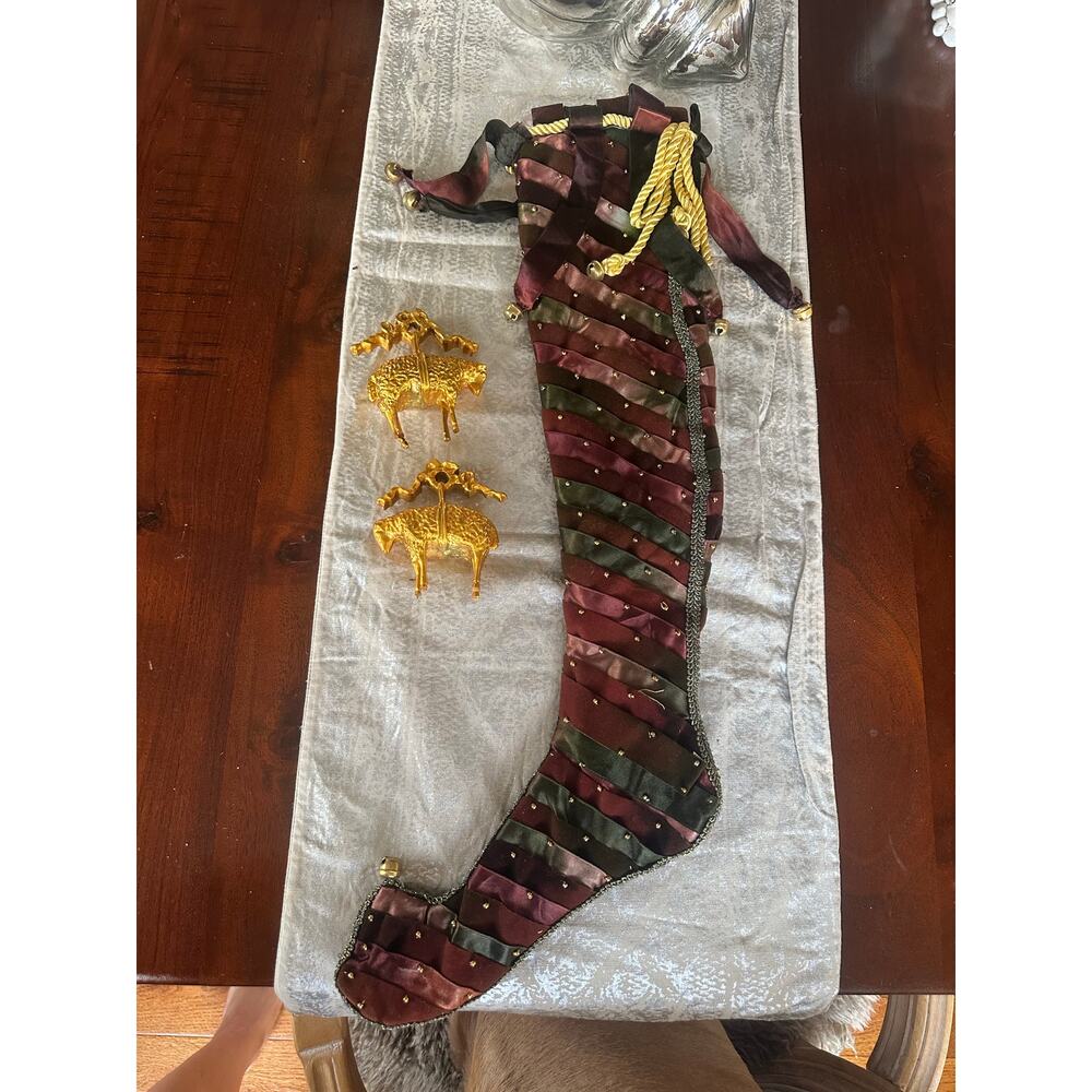 Katherine's Collection Wayne Kleski Christmas Stocking ribbon woven 24” velvet